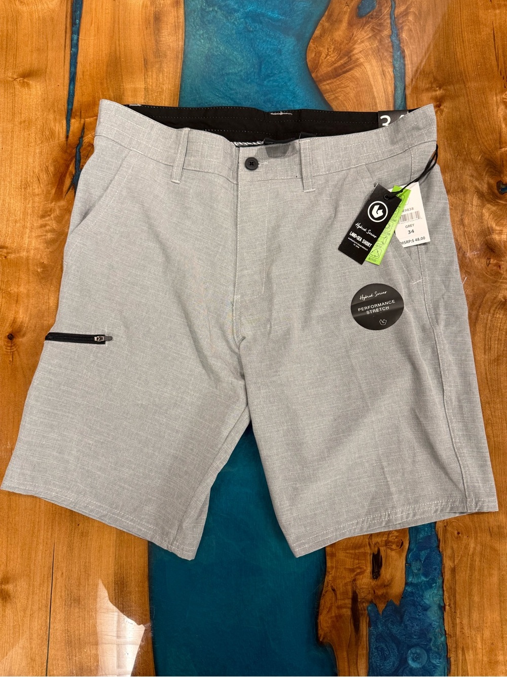 Light Gray Men’s Flat Front ………….Hybrid Performance Shorts